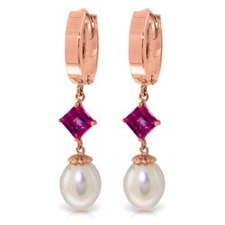 Genuine 9.5 ctw Pink Topaz Earrings Jewelry 14KT Rose Gold - REF-53W6Y