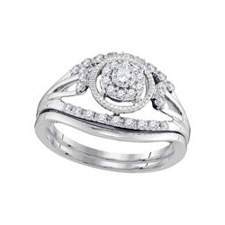 0.33 CTW Diamond Openwork Antique-style Bridal Ring 10KT White Gold - REF-44F9N