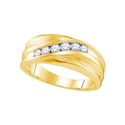 0.33 CTW Mens Diamond Wedding Ring 10KT Yellow Gold - REF-44K9W
