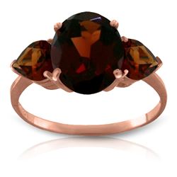 Genuine 4.1 ctw Garnet Ring Jewelry 14KT Rose Gold - REF-40F3Z