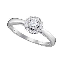0.33 CTW Diamond Solitaire Halo Bridal Engagement Ring 10KT White Gold - REF-44W9K