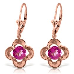 Genuine 1.10 ctw Pink Topaz Earrings Jewelry 14KT Rose Gold - REF-38P2H