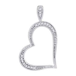 0.05 CTW Diamond Milgrain Open-center Heart Pendant 10KT White Gold - REF-8K9W