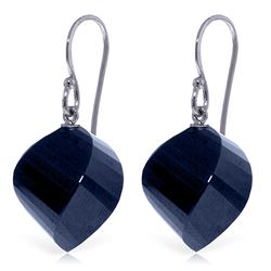 Genuine 30.5 ctw Sapphire Earrings Jewelry 14KT White Gold - REF-39R3P