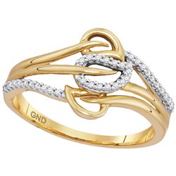 0.10 CTW Diamond Triple Row Leaf Ring 10KT Yellow Gold - REF-16H4M