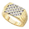 Image 1 : 0.51 CTW Mens Channel-set Diamond Diagonal Ring 10KT Yellow Gold - REF-41N9F
