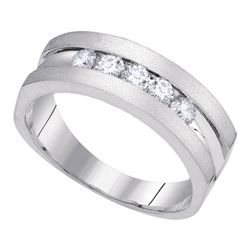 0.50 CTW Mens Diamond Wedding Ring 10KT White Gold - REF-75K2W