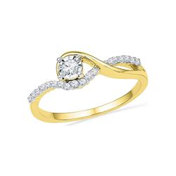 0.16 CTW Diamond Solitaire Bridal Engagement Ring 10KT Yellow Gold - REF-19Y4X
