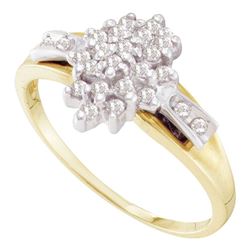 0.25 CTW Prong-set Diamond Oval Cluster Ring 10KT Yellow Gold - REF-18K2W