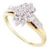 Image 1 : 0.25 CTW Prong-set Diamond Oval Cluster Ring 10KT Yellow Gold - REF-18K2W