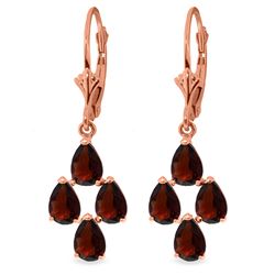Genuine 4.5 ctw Garnet Earrings Jewelry 14KT Rose Gold - REF-41K2V