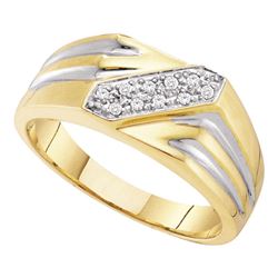0.10 CTW Mens Diamond Ring 10KT Yellow Gold - REF-19Y4X