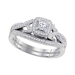 0.38 CTW Diamond Princess Bridal Engagement Ring 10KT White Gold - REF-52X4Y