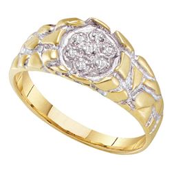 0.04 CTW Mens Diamond Nugget Ring 10KT Two-tone Gold - REF-14W9K