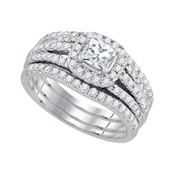 1.24 CTW Princess Diamond Bridal Engagement Ring 14KT White Gold - REF-179K9W