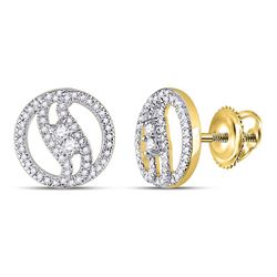 0.25 CTW Diamond 2-stone Circle Stud Earrings 10KT Yellow Gold - REF-24N2F