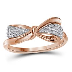 0.12 CTW Diamond Ribbon Bow Knot Ring 10KT Rose Gold - REF-18H7M
