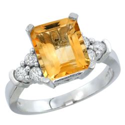 Natural 2.86 ctw citrine & Diamond Engagement Ring 14K White Gold - REF-65Z2Y
