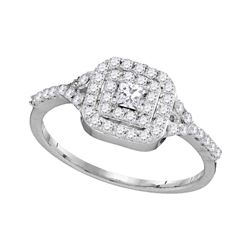 0.50 CTW Princess Diamond Bridal Engagement Ring 14k White Gold - REF-40H4M
