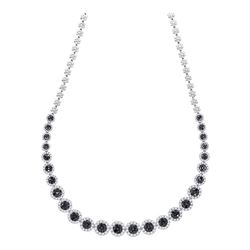 10.22 CTW Black Color Diamond Cluster Necklace 14KT White Gold - REF-701N9F