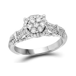 0.69 CTW Diamond Flower Cluster Bridal Engagement Ring 10KT White Gold - REF-72X7Y