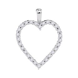 0.25 CTW Diamond Heart Outline Pendant 10KT White Gold - REF-20M9H