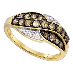 0.55 CTW Cognac-brown Color Diamond Ring 10KT Yellow Gold - REF-26Y9X