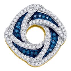 0.55 CTW Blue Color Diamond Square Pendant 10KT Yellow Gold - REF-34N4F