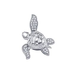 0.10 CTW Diamond Turtle Tortoise Animal Pendant 10KT White Gold - REF-12M2H