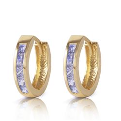 Genuine 0.95 ctw Tanzanite Earrings Jewelry 14KT Yellow Gold - REF-42A7K