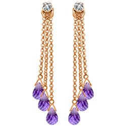 Genuine 10.53 ctw Amethyst & Diamond Earrings Jewelry 14KT Rose Gold - REF-32M9T