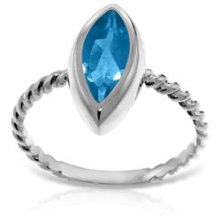 Genuine 2.5 ctw Blue Topaz Ring Jewelry 14KT White Gold - REF-39Y9F