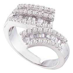 0.84 CTW Diamond Bypass Ring 14KT White Gold - REF-94H4M
