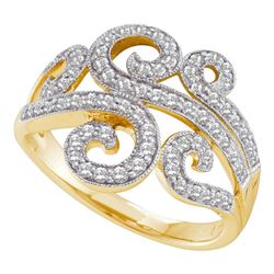 0.50 CTW Diamond Curled Swirl Fashion Ring 14KT Yellow Gold - REF-57K2W