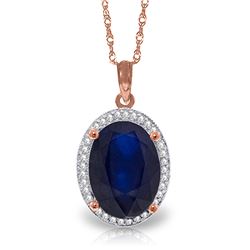 Genuine 6.58 ctw Sapphire & Diamond Necklace Jewelry 14KT Rose Gold - REF-103M5T