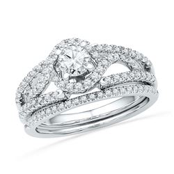 0.75 CTW Diamond Bridal Wedding Engagement Ring 14KT White Gold - REF-112W5K