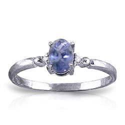 Genuine 0.46 ctw Tanzanite & Diamond Ring Jewelry 14KT White Gold - REF-27N8R