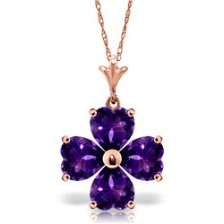Genuine 3.8 ctw Amethyst Necklace Jewelry 14KT Rose Gold - REF-42Y2F