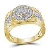 Image 1 : 0.85 CTW Mens Diamond Concentricle Circle Flower Cluster Ring 10KT Yellow Gold - REF-75X2Y