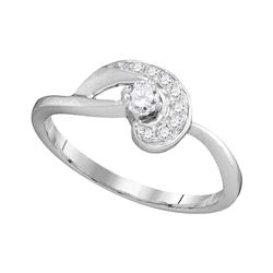 0.25 CTW Diamond Solitaire Swirl Promise Bridal Ring 10KT White Gold - REF-26Y9X