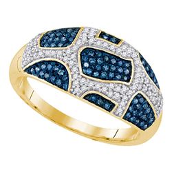 0.40 CTW Blue Color Diamond Ring 10KT Yellow Gold - REF-41K9W