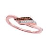 Image 1 : 0.05 CTW Red Color Diamond Slender Crossover Ring 10KT Rose Gold - REF-10H5M