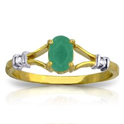 Genuine 0.51 ctw Emerald & Diamond Ring Jewelry 14KT Yellow Gold - REF-31T6A