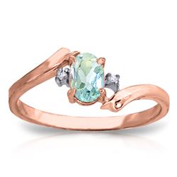 Genuine 0.46 ctw Aquamarine & Diamond Ring Jewelry 14KT Rose Gold - REF-29F3Z