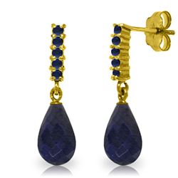 Genuine 7 ctw Sapphire Earrings Jewelry 14KT Yellow Gold - REF-32V3W