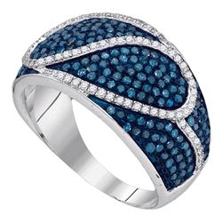 1.1 CTW Blue Color Diamond Ring 10KT White Gold - REF-67M4H