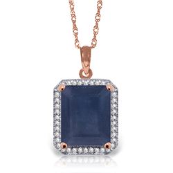 Genuine 6.6 ctw Sapphire & Diamond Necklace Jewelry 14KT Rose Gold - REF-103V5W