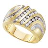 Image 1 : 0.50 CTW Mens Diamond Four Row Two-tone Cluster Ring 10KT Yellow Gold - REF-49K5W
