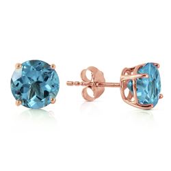 Genuine 3.1 ctw Blue Topaz Earrings Jewelry 14KT Rose Gold - REF-23W9Y