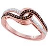 Image 1 : 0.20 CTW Red Color Diamond Swirl Ring 10KT Rose Gold - REF-24Y2X